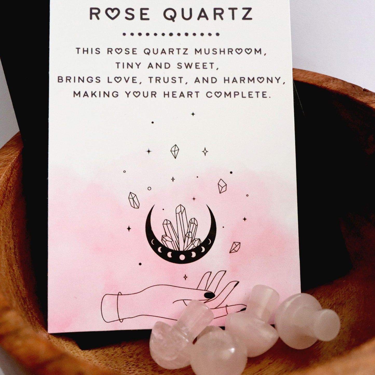 Tiny Rose Quartz Mushroom Crystal With Gift Message