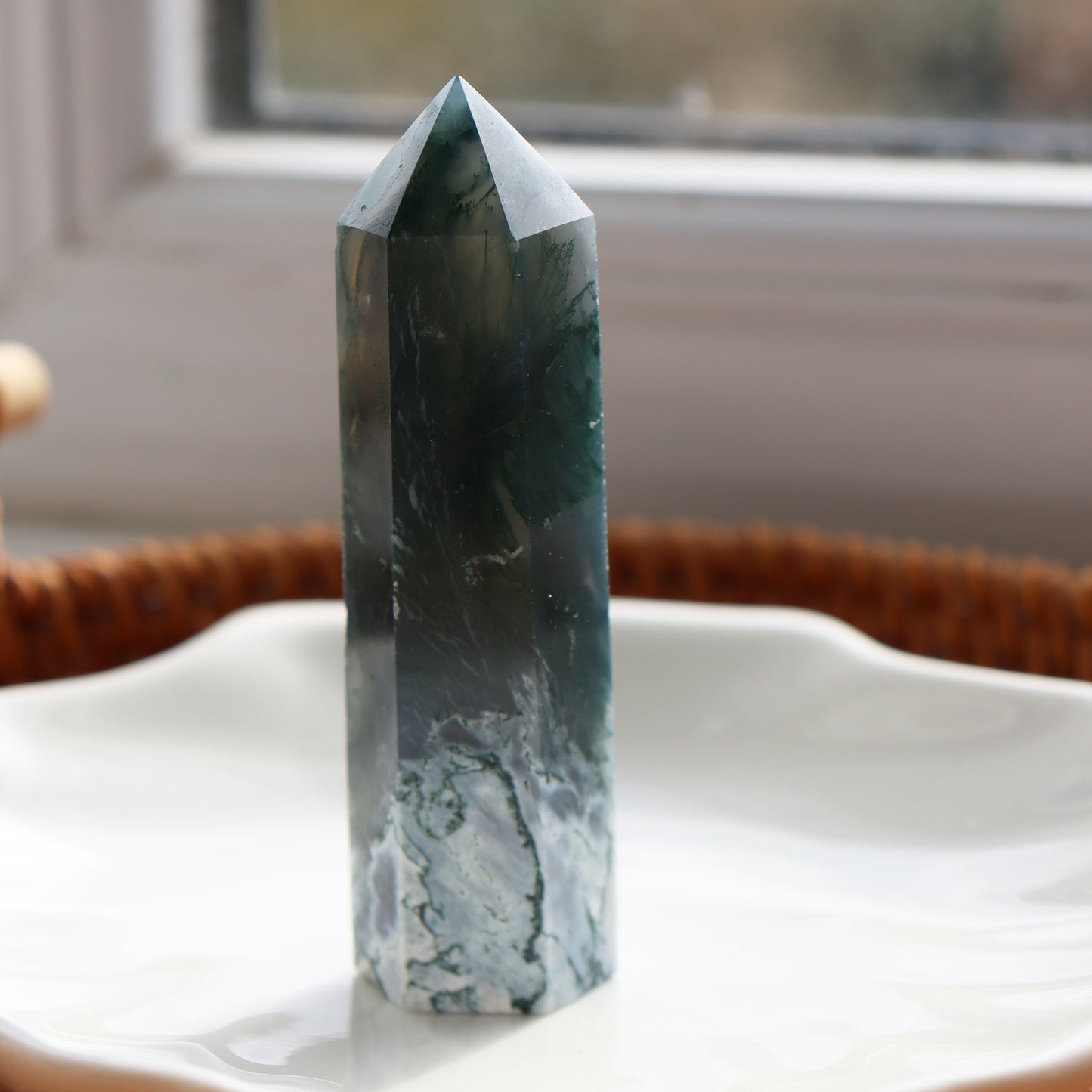 Moss Agate Tower – 74g, 8.6cm