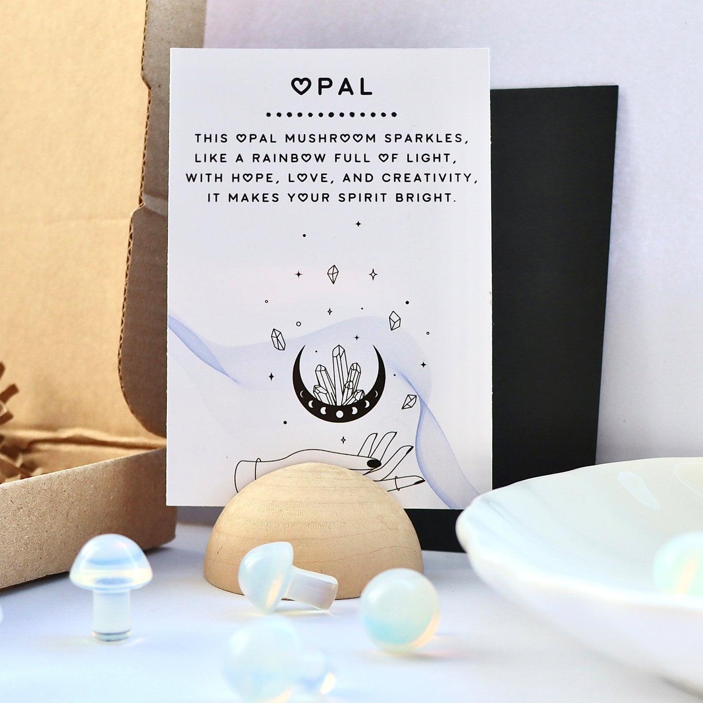 Tiny Polished Opalite Mushroom Crystal With Gift Message