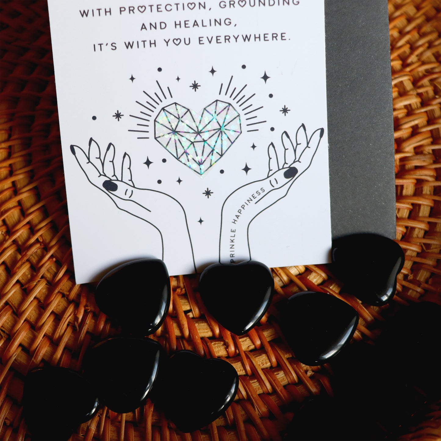 Polished Black Obsidian Heart With Poem Card