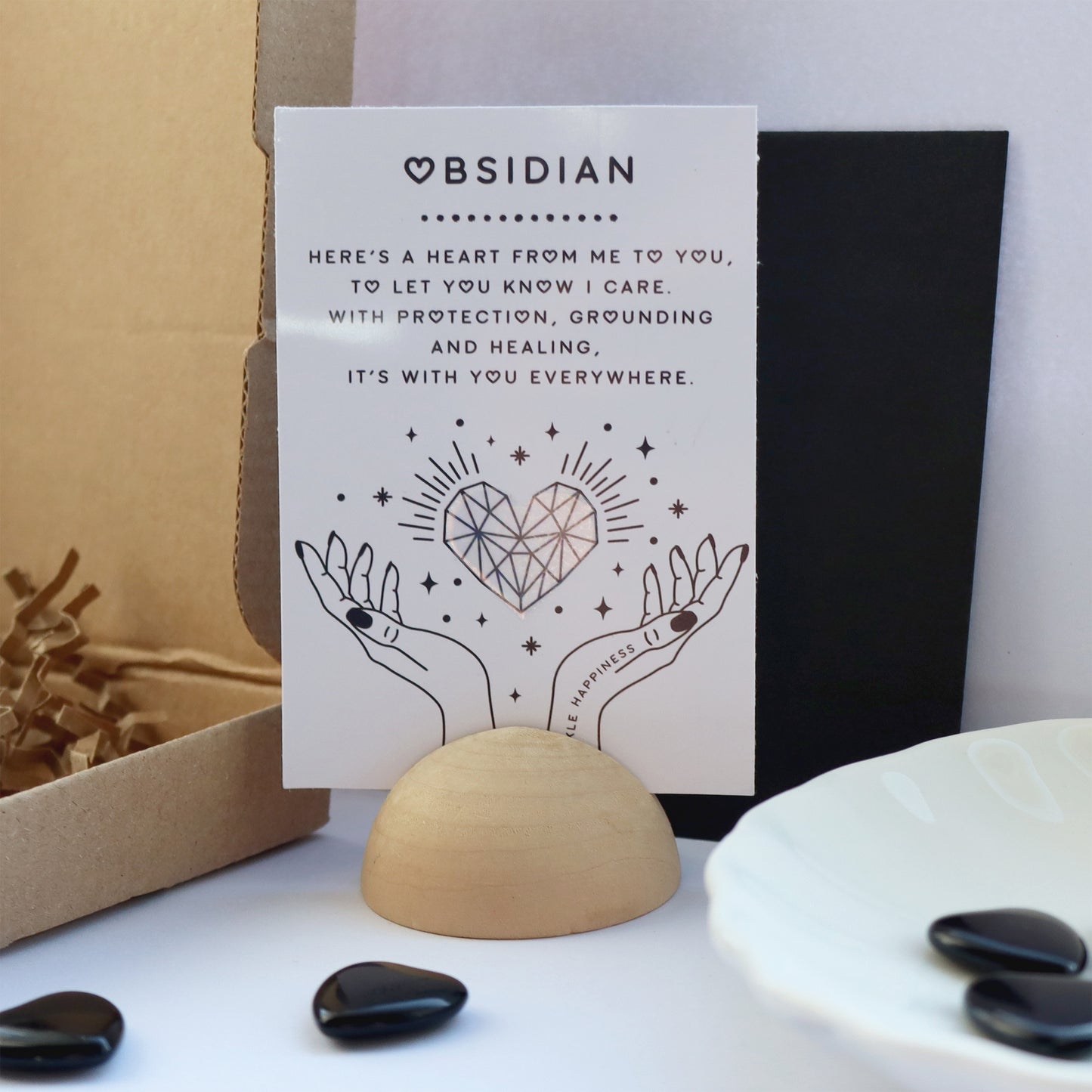 Polished Black Obsidian Heart With Poem Card