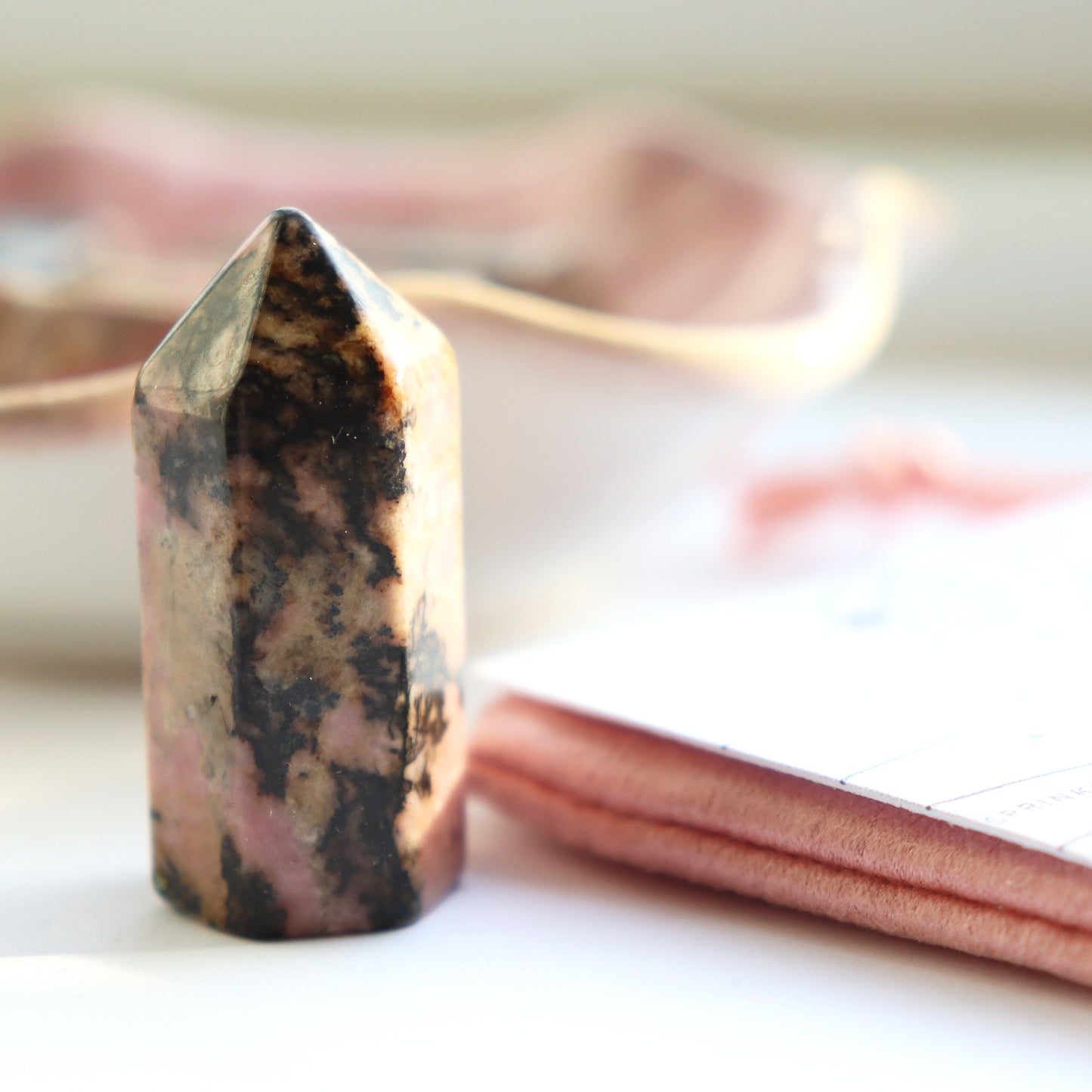 Rhodonite Gemstone Mini Tower - Gift Set