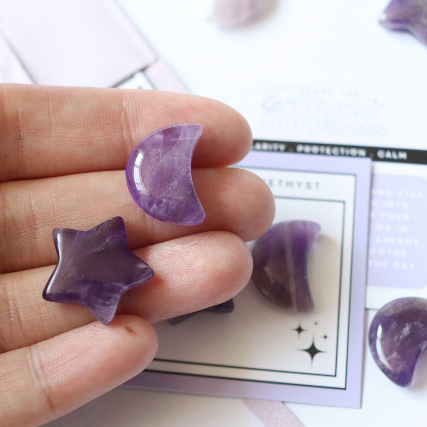 Amethyst Star and Moon Crystal Gift Set