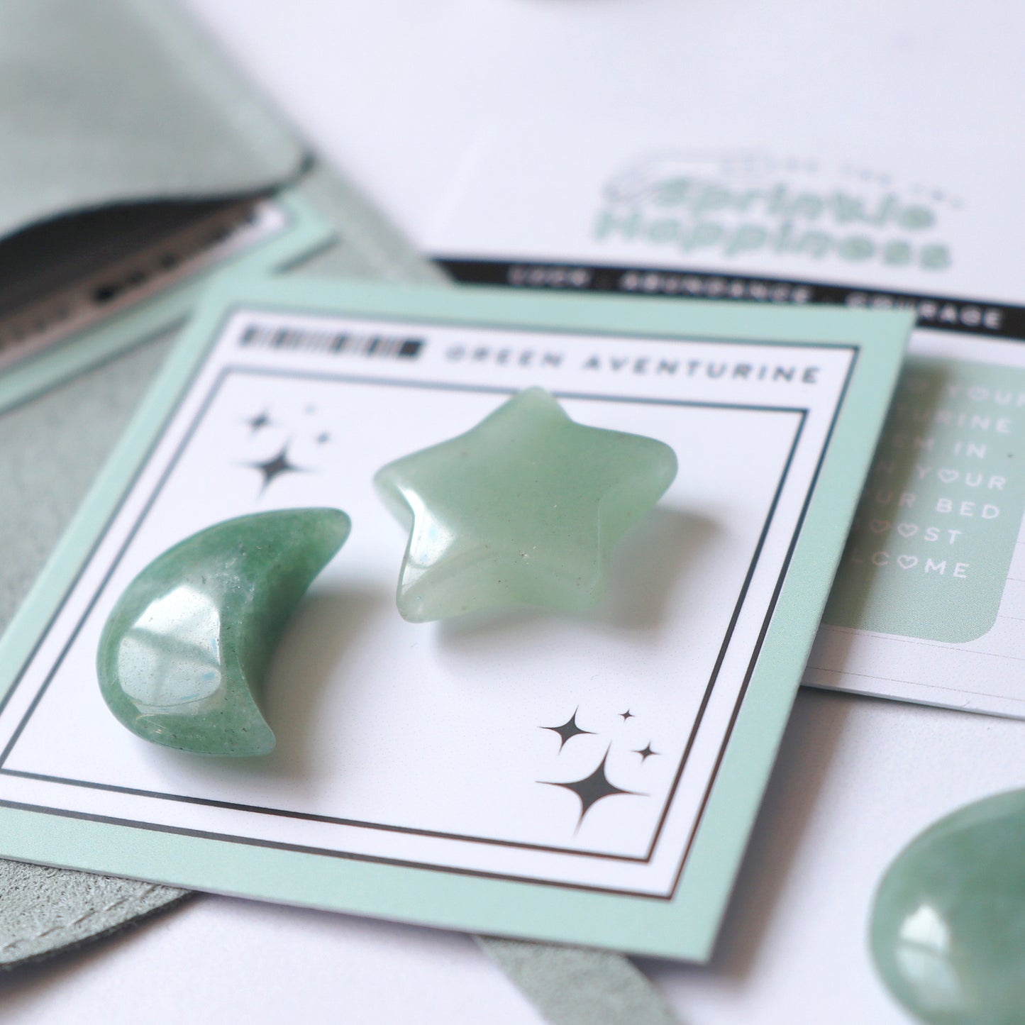 Green Aventurine Star and Moon Crystal Gift Set