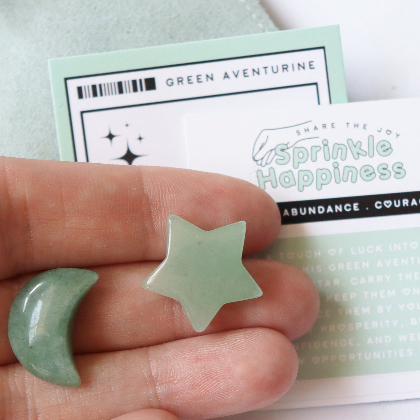 Green Aventurine Star and Moon Crystal Gift Set