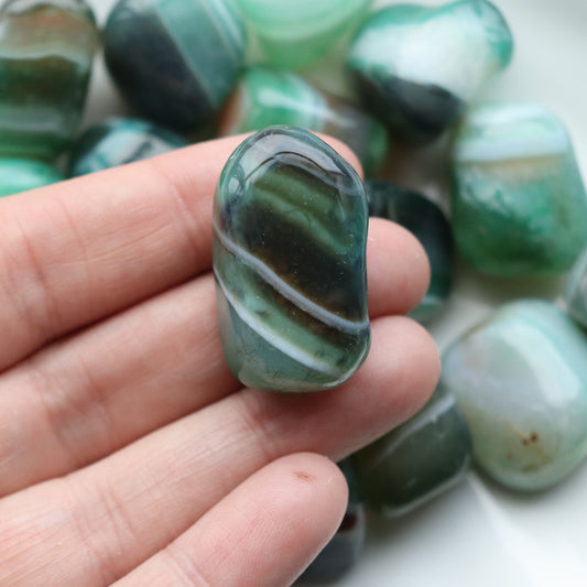 Green Banded Agate Tumblestone