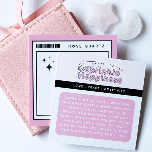 Rose Quartz Star and Moon Crystal Gift Set
