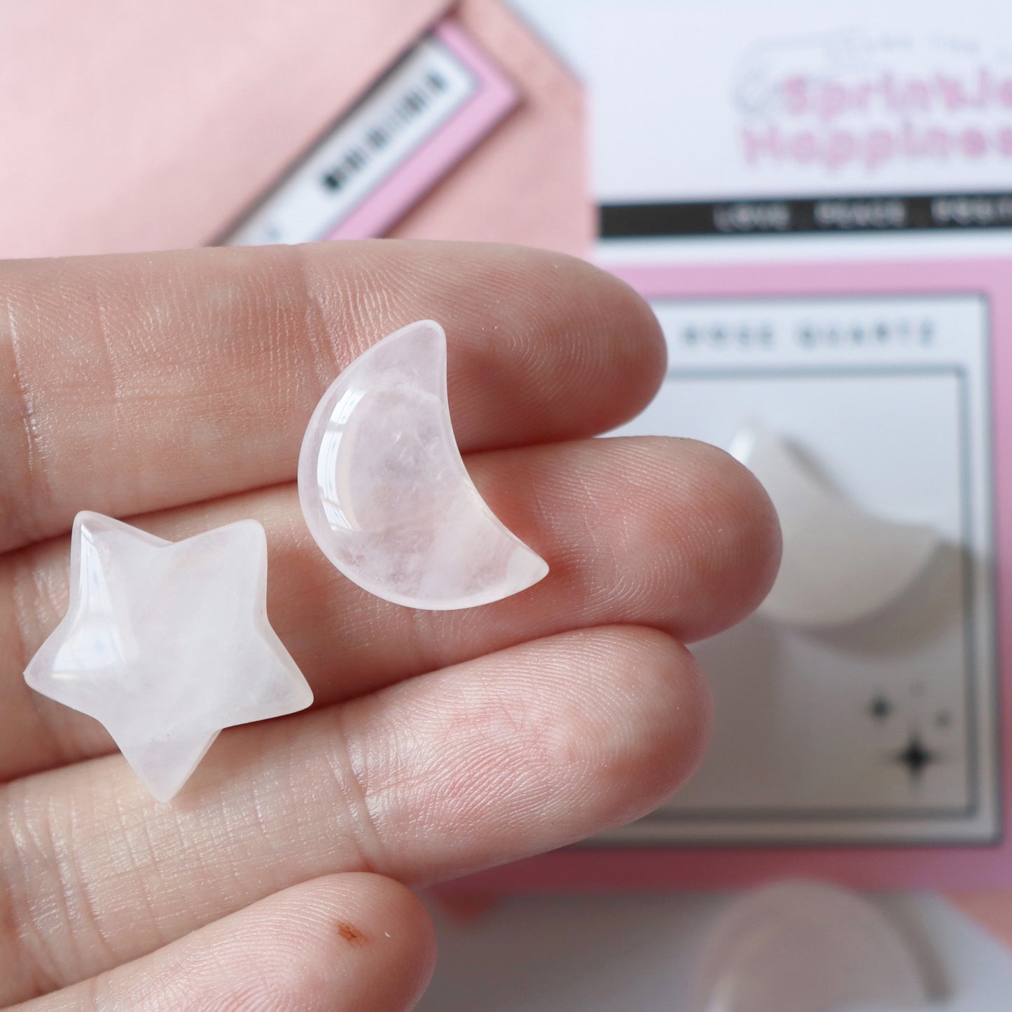 Rose Quartz Star and Moon Crystal Gift Set