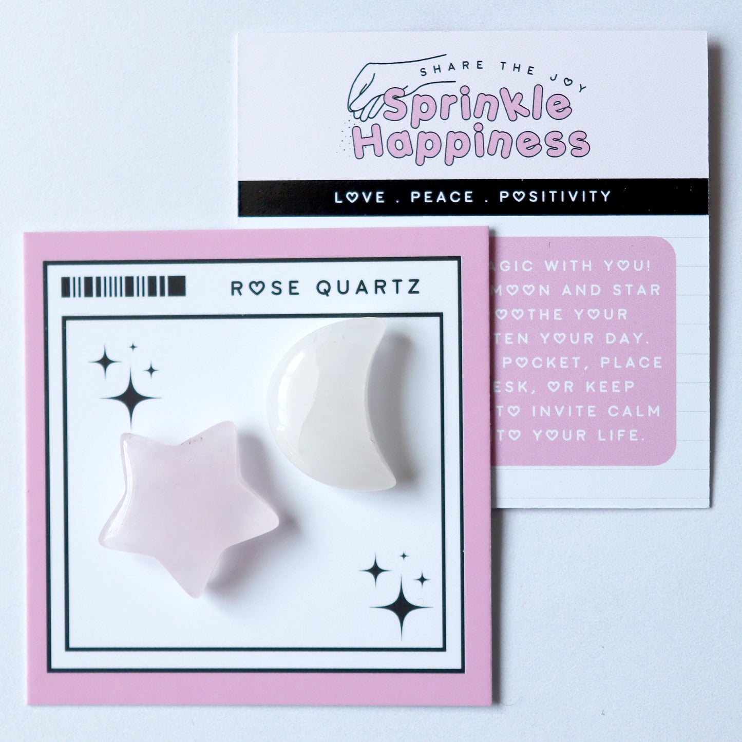 Rose Quartz Star and Moon Crystal Gift Set