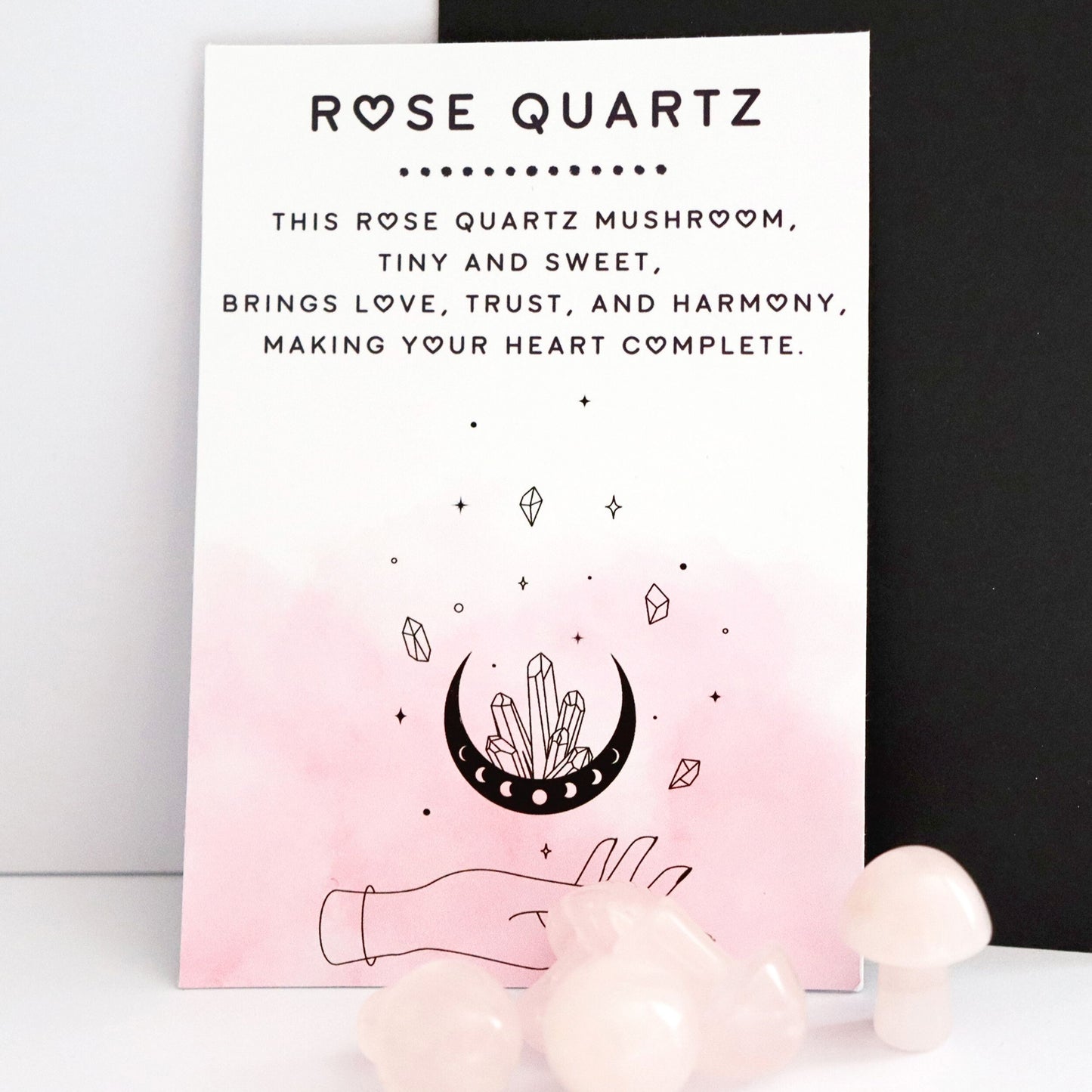 Tiny Rose Quartz Mushroom Crystal With Gift Message