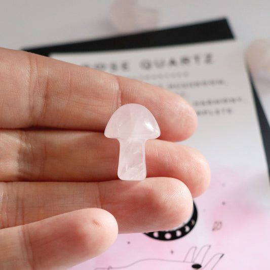 Tiny Rose Quartz Mushroom Crystal With Gift Message