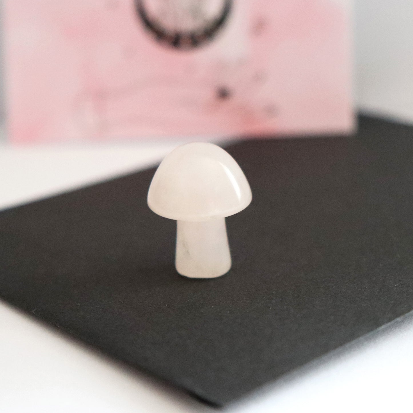 Tiny Rose Quartz Mushroom Crystal With Gift Message