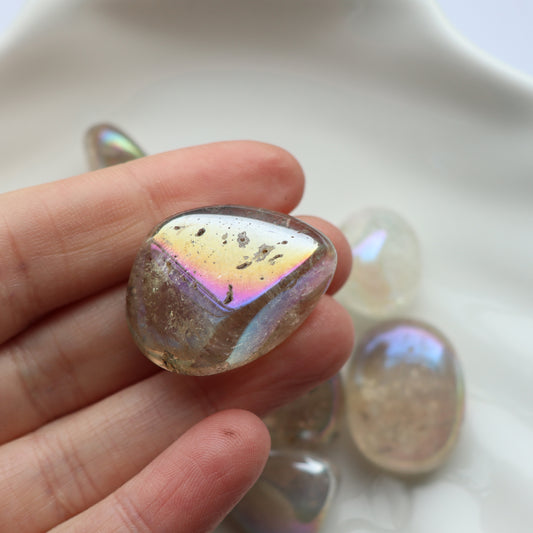 Smoky Aura Quartz Tumblestone