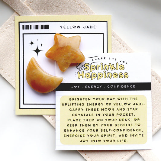Yellow Jade Star and Moon Crystal Gift Set