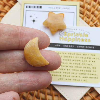Yellow Jade Star and Moon Crystal Gift Set