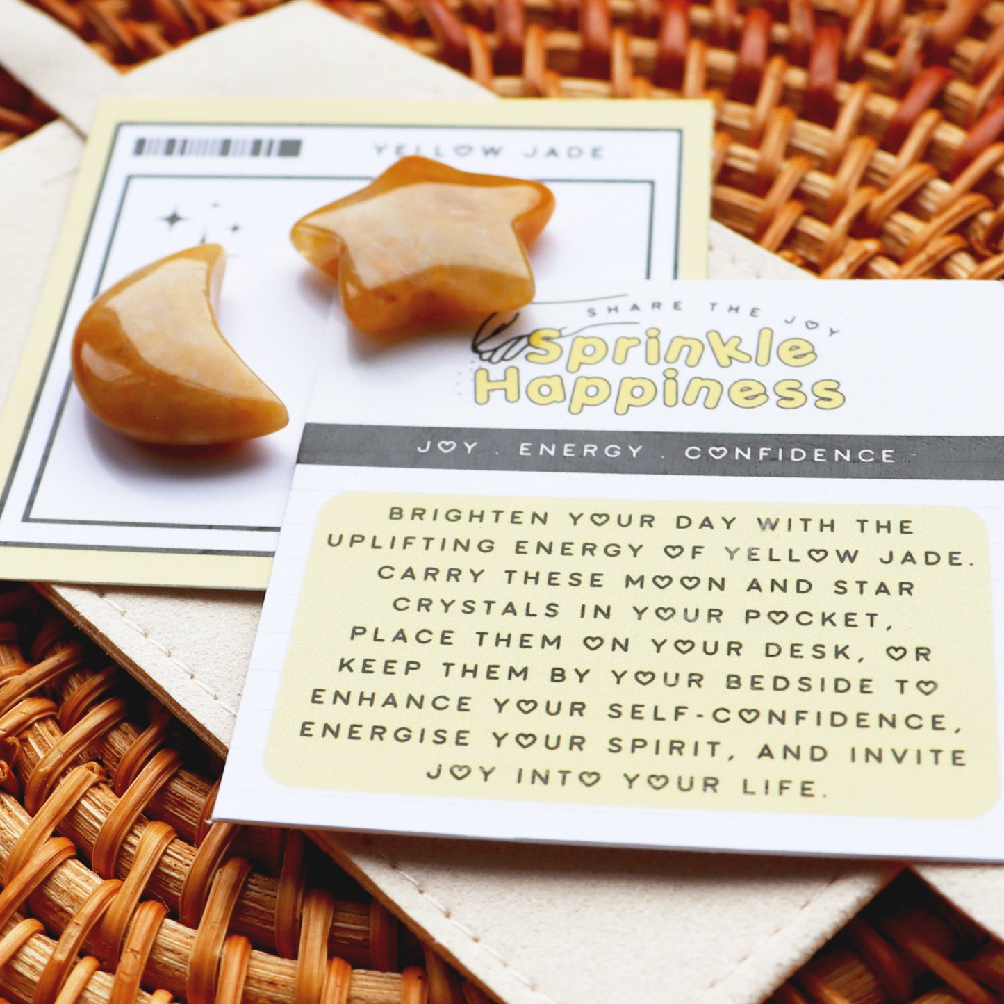 Yellow Jade Star and Moon Crystal Gift Set