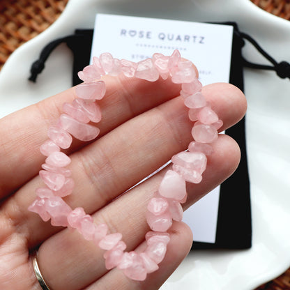 Rose Quartz Chip Bracelet – Love & Self-Care Gift