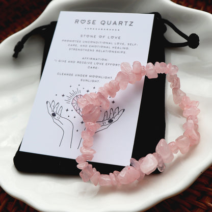 Rose Quartz Chip Bracelet – Love & Self-Care Gift