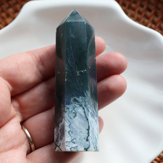 Moss Agate Tower – 74g, 8.6cm