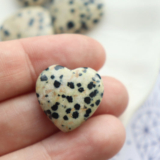 Mini Dalmatian Jasper Heart Crystal