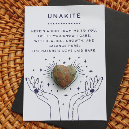 Unakite Crystal Heart For Balance And Healing
