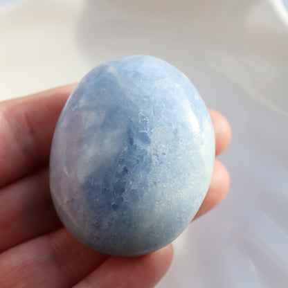 Blue Celestite Palm Stone