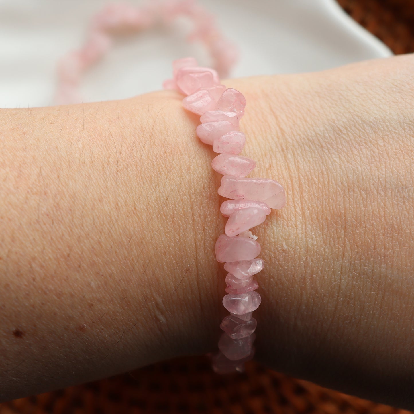 Rose Quartz Chip Bracelet – Love & Self-Care Gift