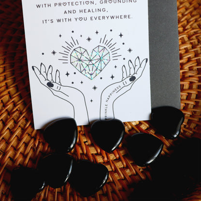 Polished Black Obsidian Heart With Poem Card
