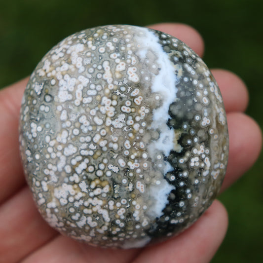 Ocean Jasper Palm Stone – Soothing Crystal for Joy & Positivity C