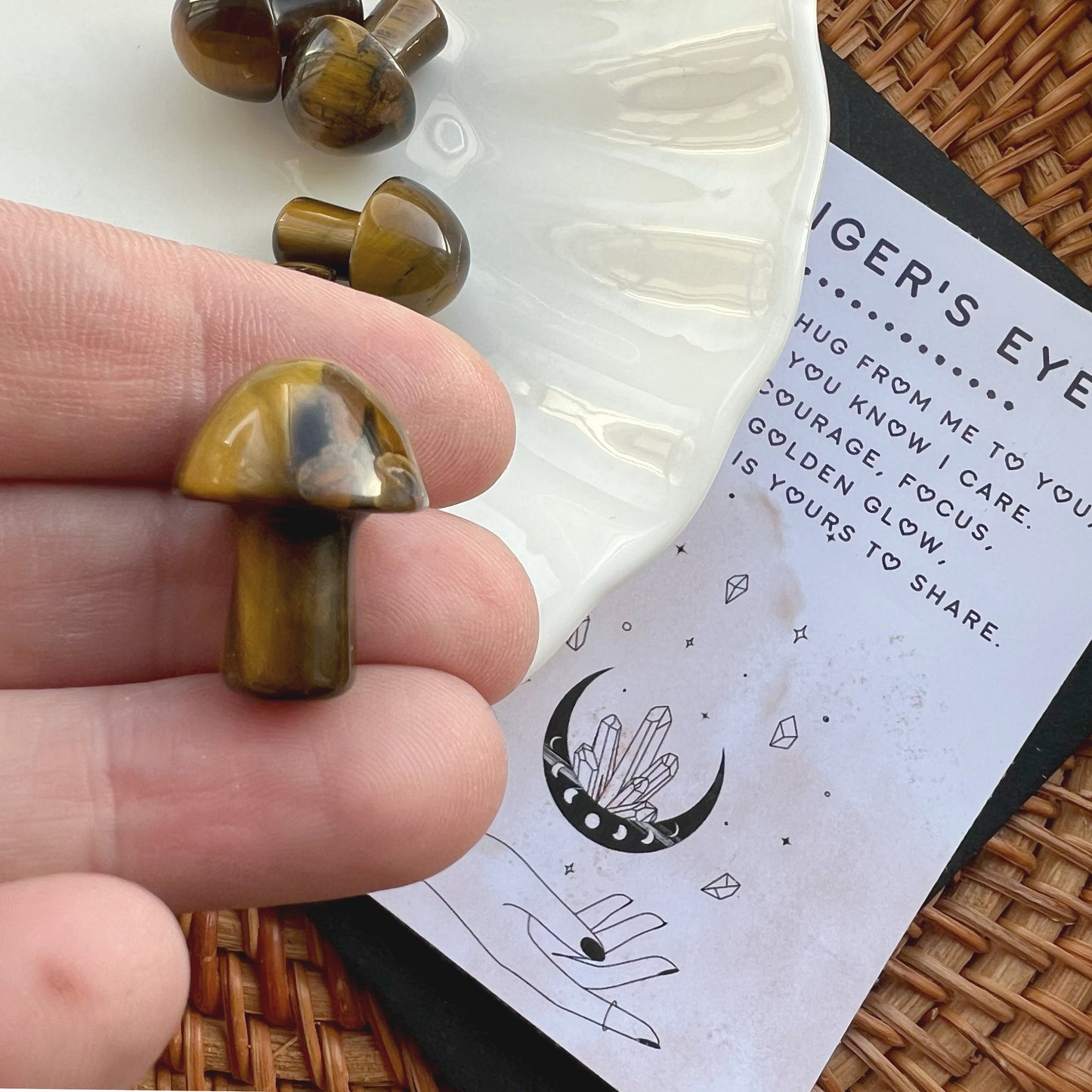 Tiny Polished Tiger's Eye Mushroom Crystal - Crystal Gift