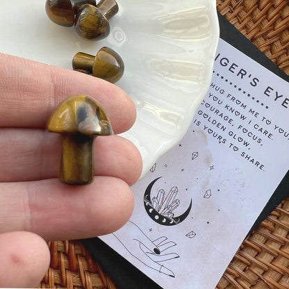 Tiny Polished Tiger's Eye Mushroom Crystal - Crystal Gift