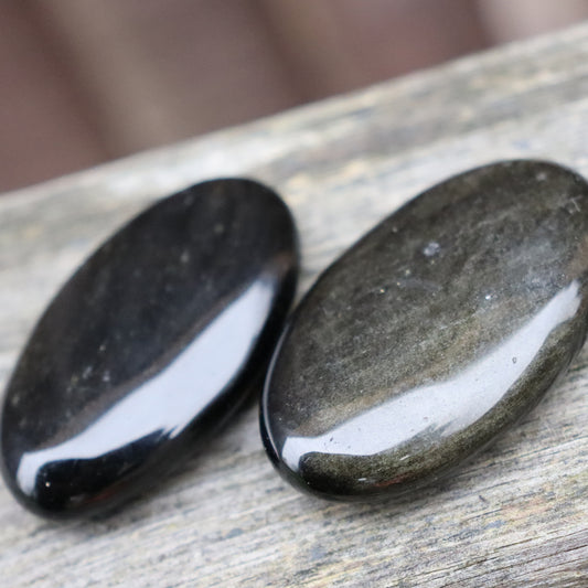 Golden Sheen Obsidian Palm Stone