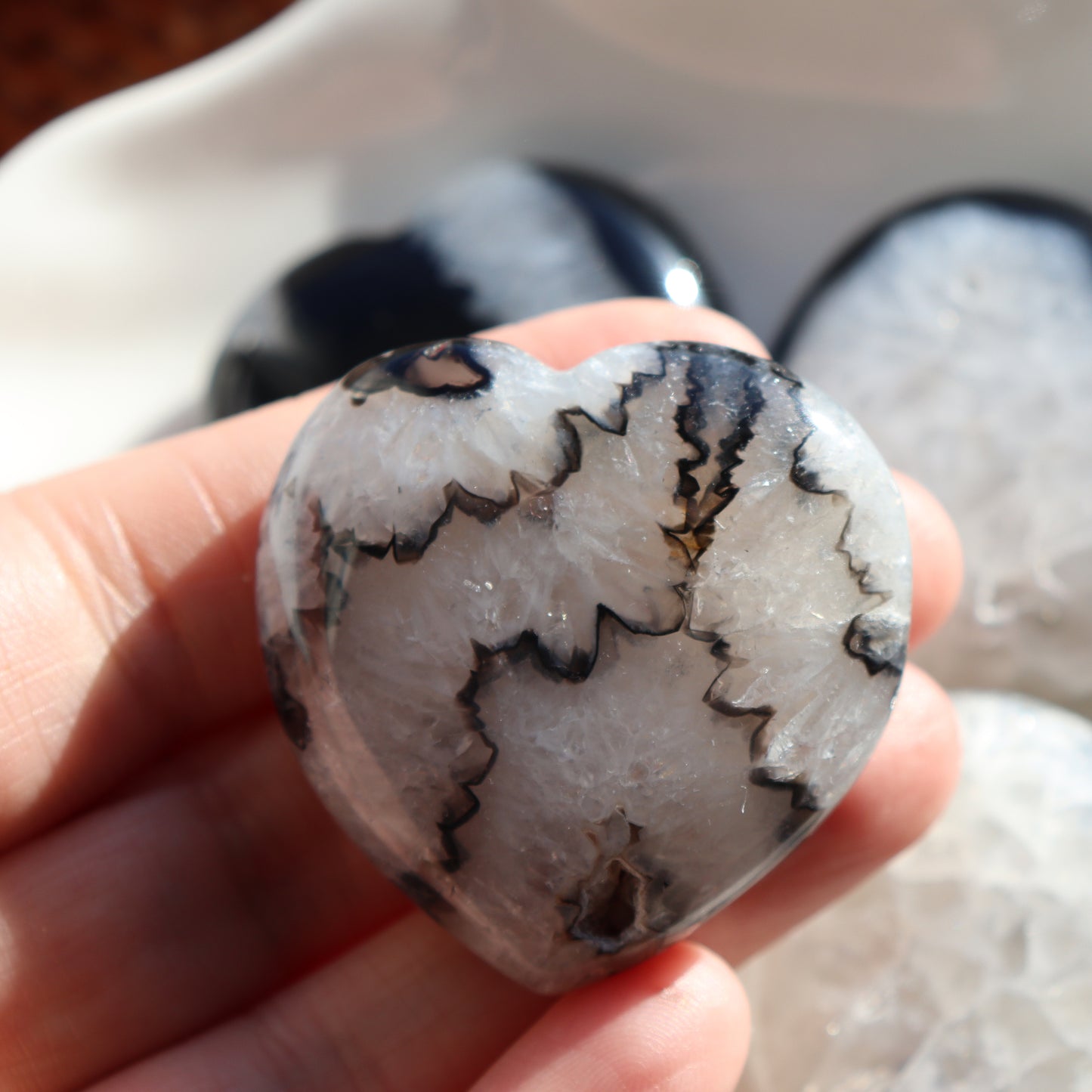 Black & White Agate Heart – A Balance of Beauty