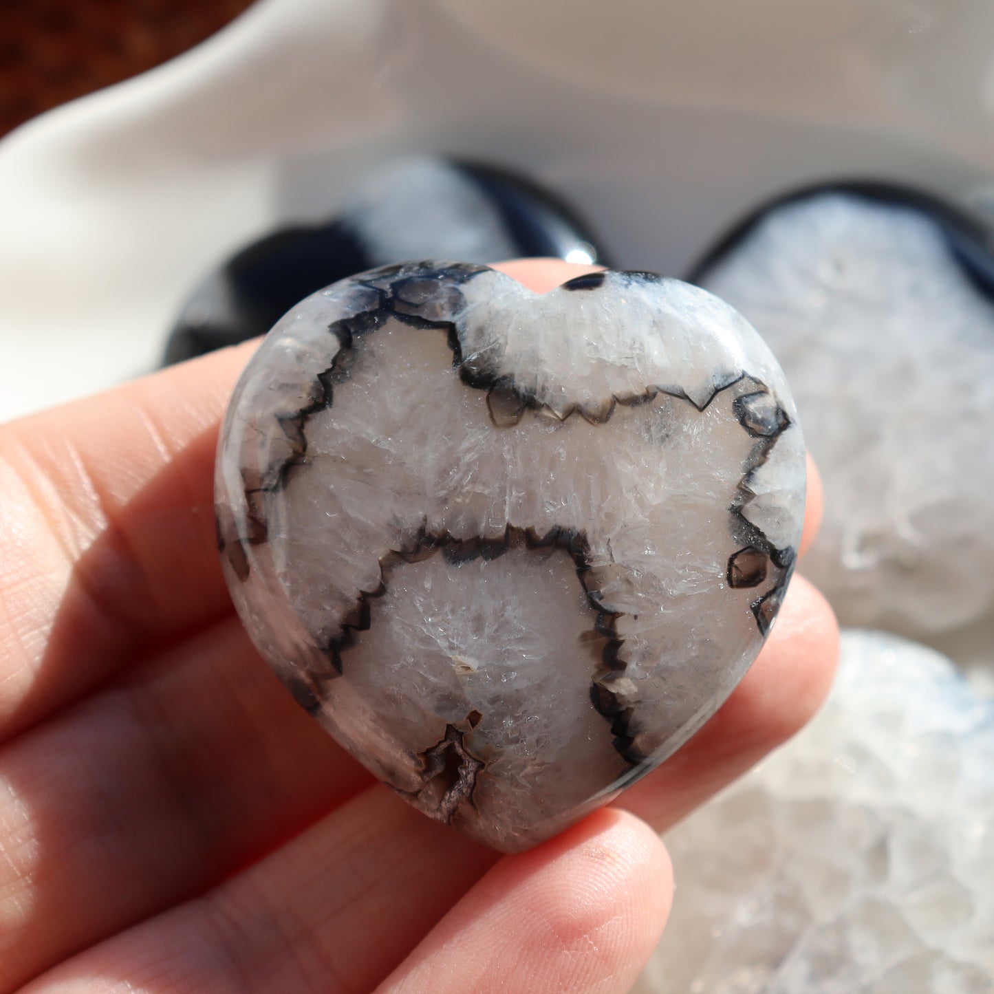 Black & White Agate Heart – A Balance of Beauty
