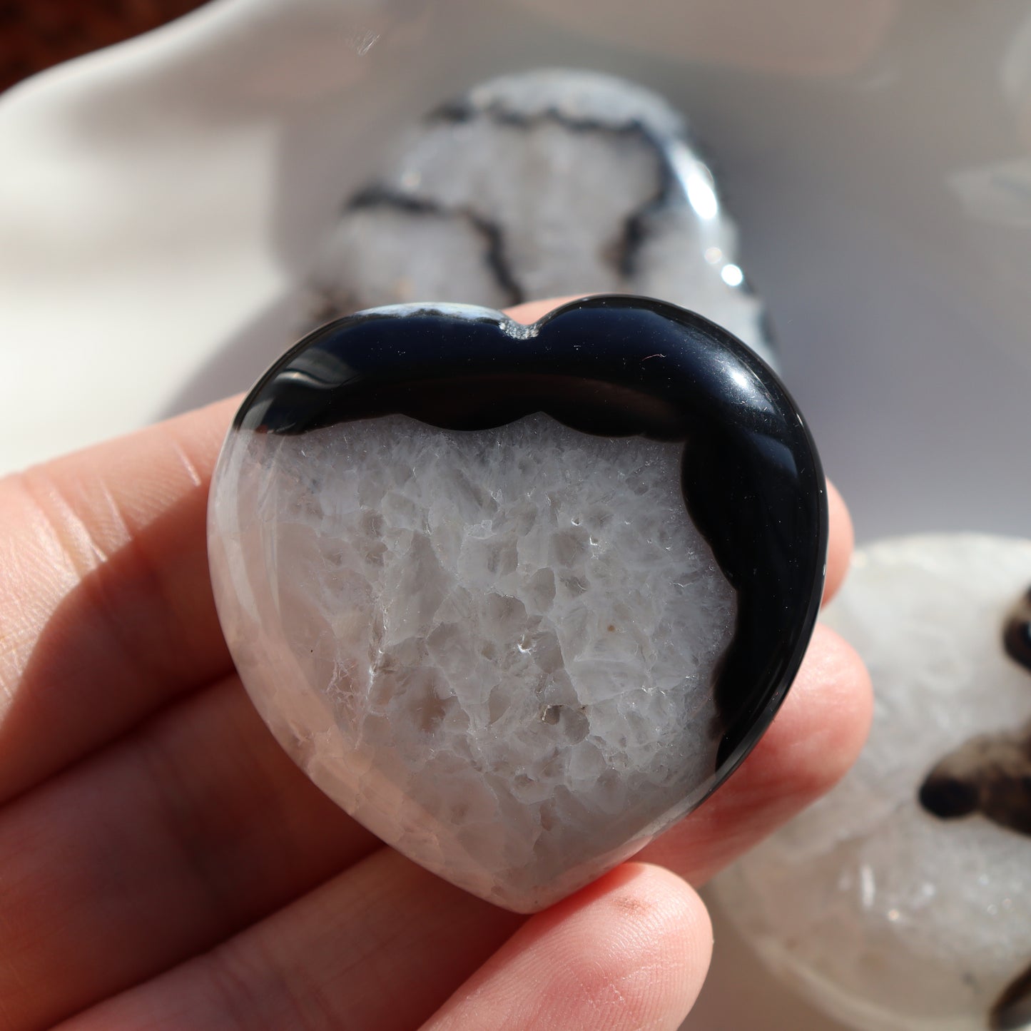 Black & White Agate Heart – A Balance of Beauty