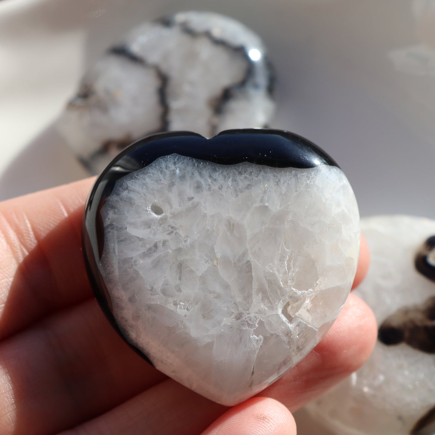 Black & White Agate Heart – A Balance of Beauty