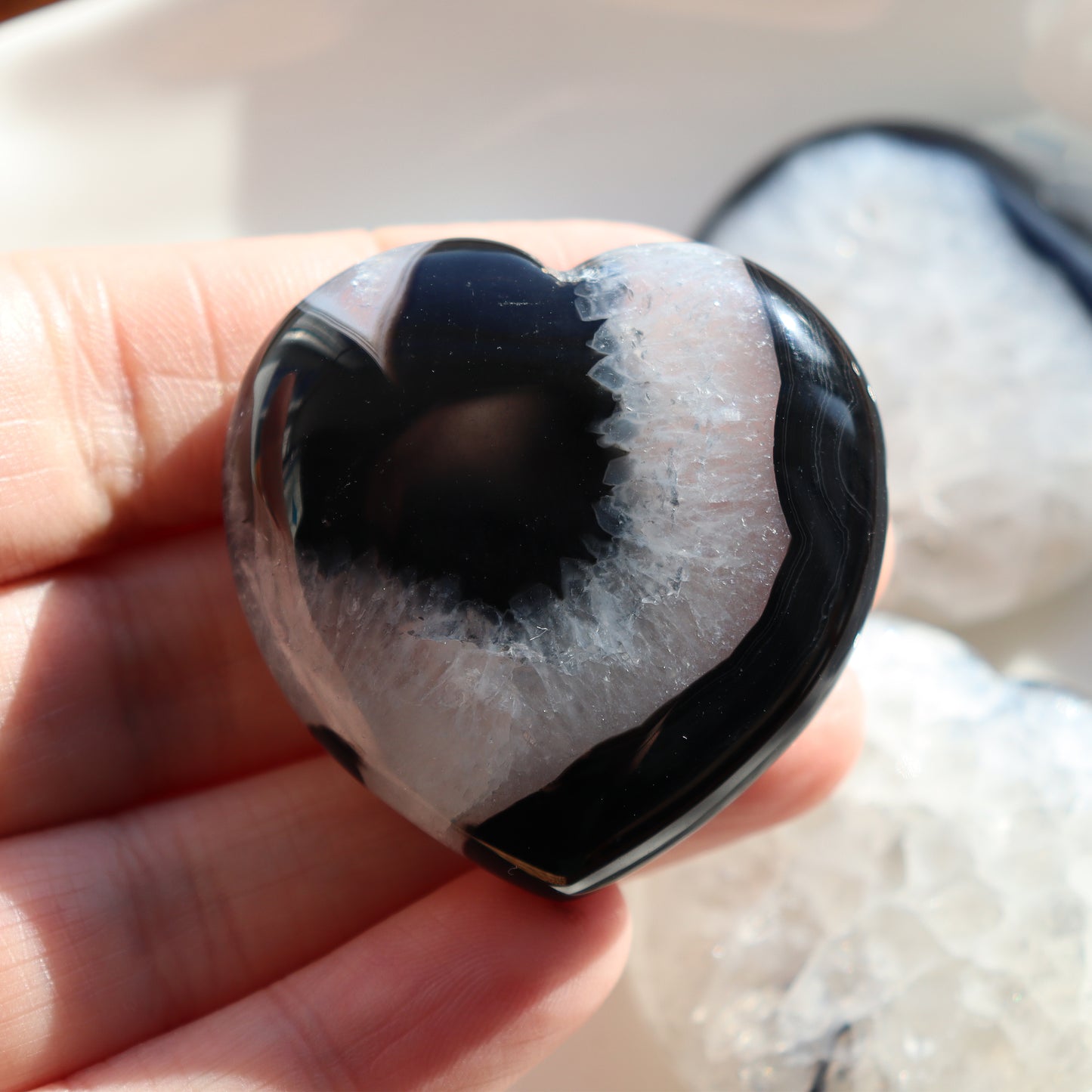 Black & White Agate Heart – A Balance of Beauty