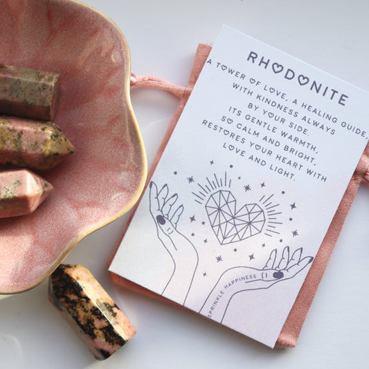 Rhodonite Gemstone Mini Tower - Gift Set
