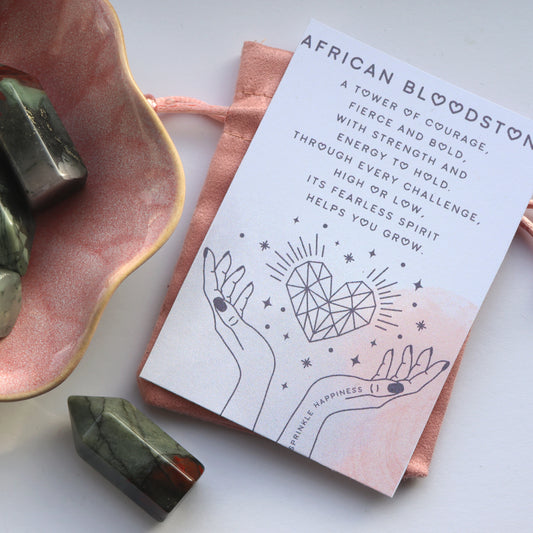 African Bloodstone Gemstone Mini Tower - Gift Set