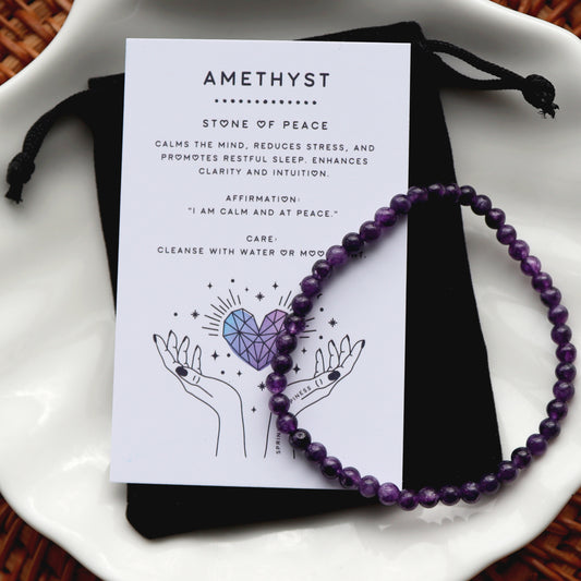 Amethyst Bead Bracelet – Calming Energy Gift