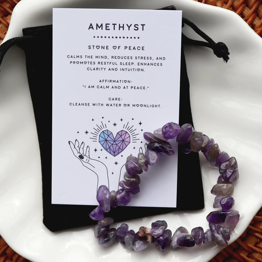 Amethyst Chip Bracelet – Peace & Protection Gift